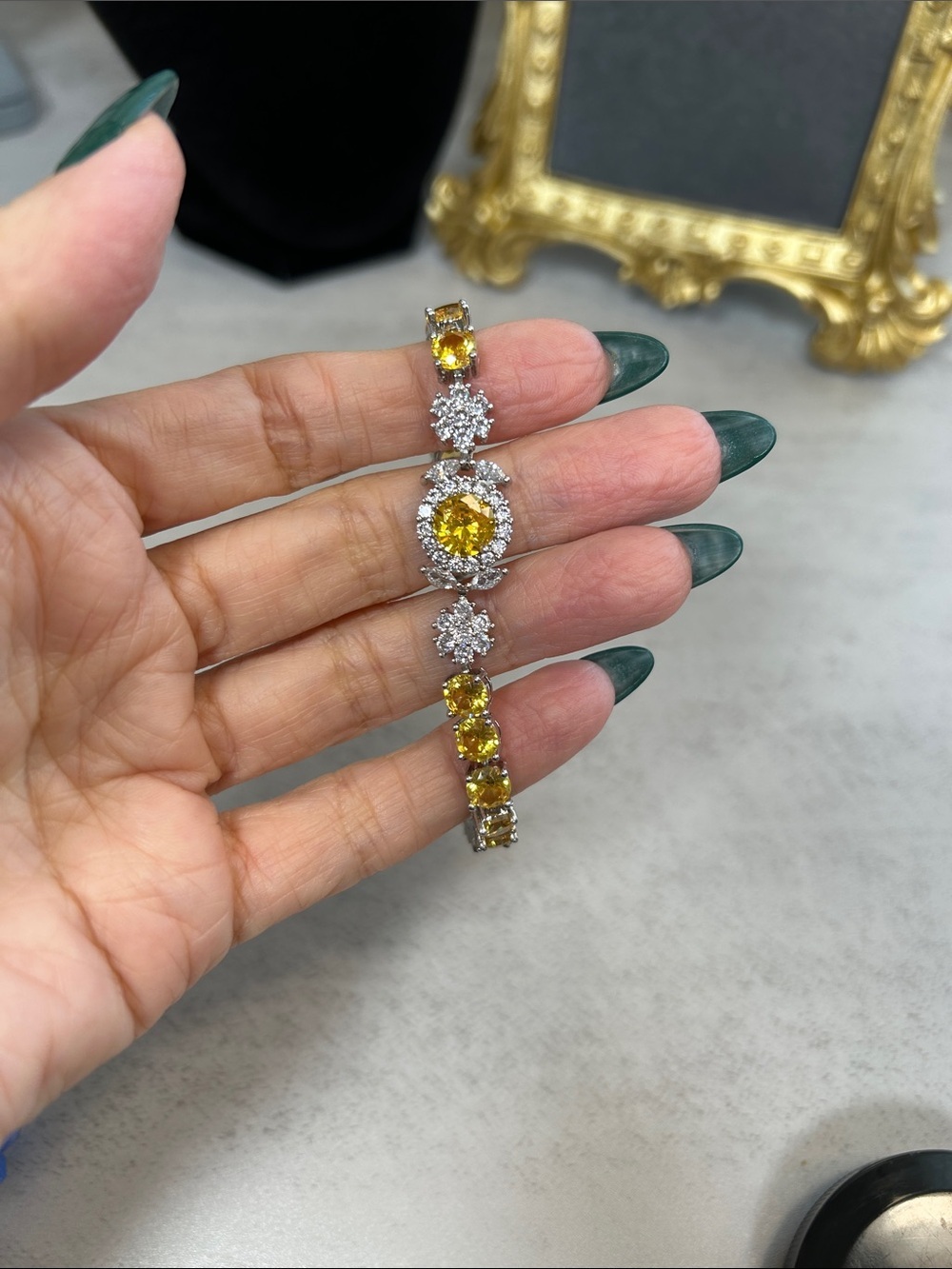 Yellow Crystal Tennis Bracelet - Unbranded